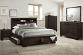 Poundex F9326Q 4 pc Morgan II dark brown natural finish wood queen bed set