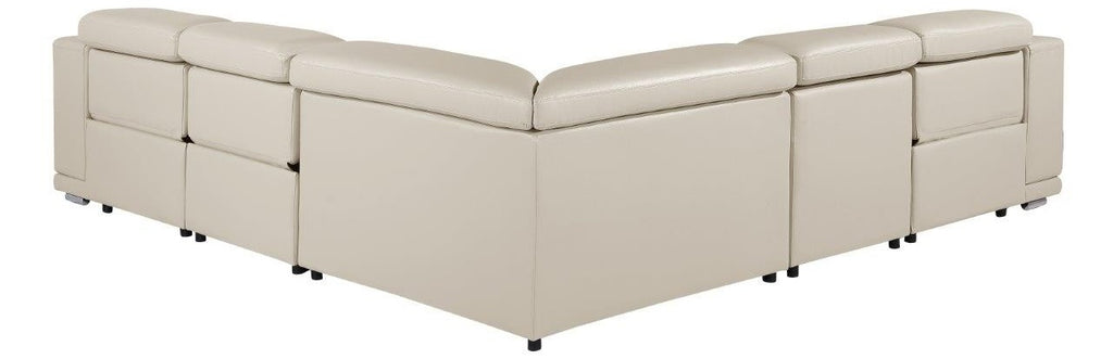 Global United 9762BG-5PC 5 pc DivanItalia beige italian leather power reclining sectional sofa adjustable headrests