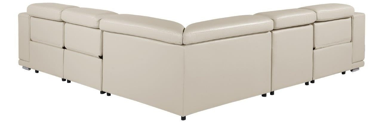 Global United 9762BG-5PC 5 pc DivanItalia beige italian leather power reclining sectional sofa adjustable headrests