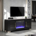 FM-AC415BK-TV Dorrit 60" wide black finish wood LED fireplace with heat