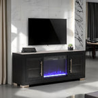 FM-AC415BK-TV Dorrit 60" wide black finish wood LED fireplace with heat