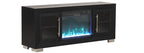FM-AC415BK-TV Dorrit 60" wide black finish wood LED fireplace with heat