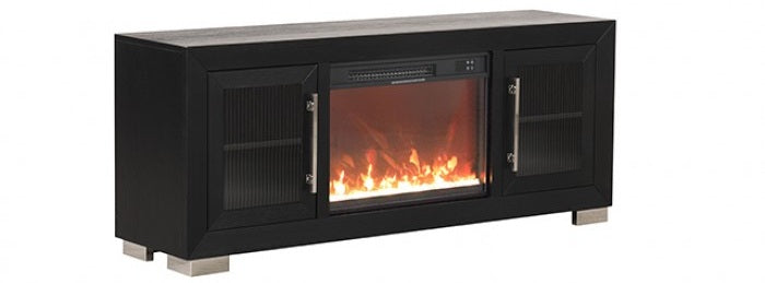 FM-AC415BK-TV Dorrit 60" wide black finish wood LED fireplace with heat