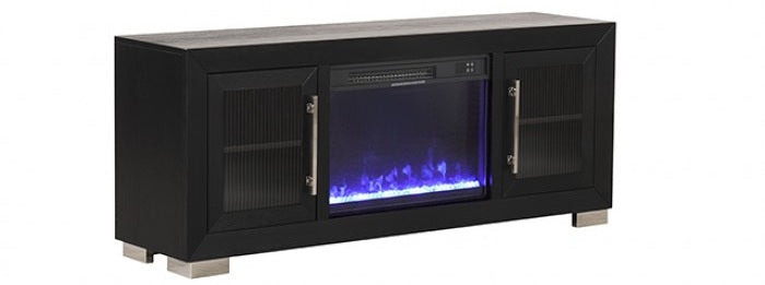 FM-AC415BK-TV Dorrit 60" wide black finish wood LED fireplace with heat