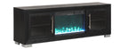 FM-AC415BK-72-TV Ashbourne 72" wide black finish wood LED fireplace with heat