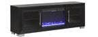 FM-AC415BK-72-TV Ashbourne 72" wide black finish wood LED fireplace with heat