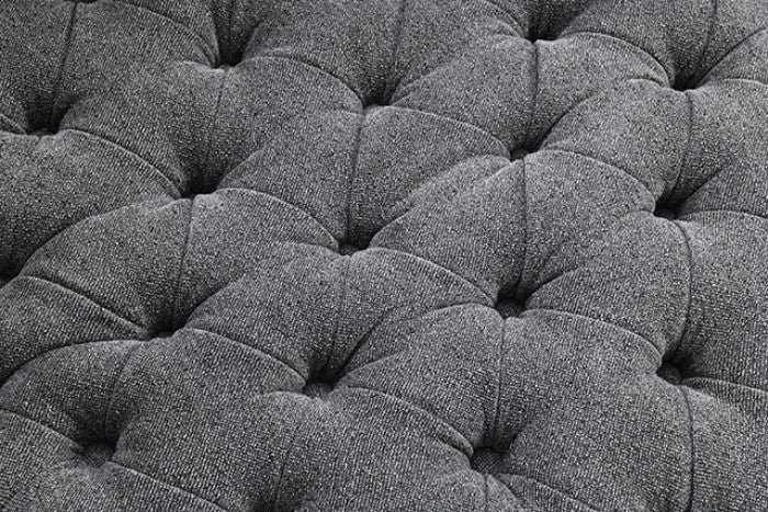 FM-AC6000DG Sofi dark grey tufted fabric accent chair curved back swivel chair with throw pillows