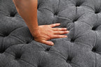 FM-AC6000DG Sofi dark grey tufted fabric accent chair curved back swivel chair with throw pillows