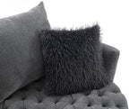 FM-AC6000DG Sofi dark grey tufted fabric accent chair curved back swivel chair with throw pillows