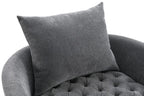 FM-AC6000DG Sofi dark grey tufted fabric accent chair curved back swivel chair with throw pillows