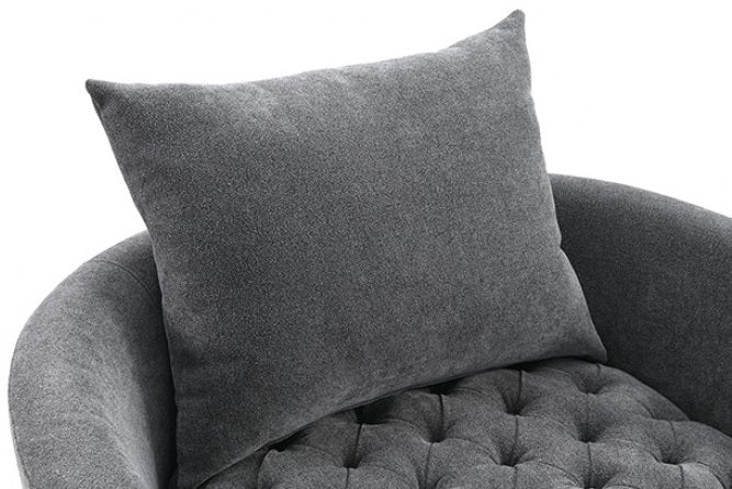 FM-AC6000DG Sofi dark grey tufted fabric accent chair curved back swivel chair with throw pillows