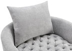 FM-AC6000LG Sofi light grey tufted fabric accent chair curved back swivel chair with throw pillows