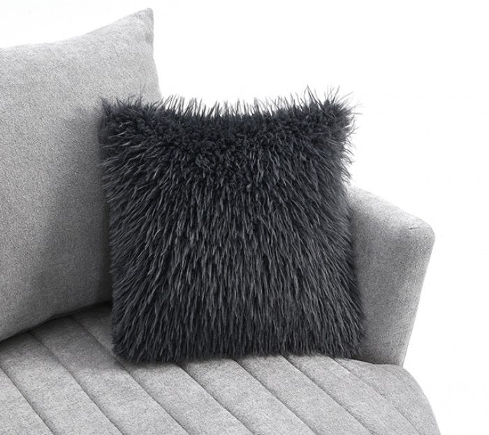 FM-AC6001LG Hoople light grey channel tufted fabric accent chair curved back swivel chair with throw pillows