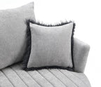 FM-AC6001LG Hoople light grey channel tufted fabric accent chair curved back swivel chair with throw pillows