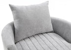 FM-AC6001LG Hoople light grey channel tufted fabric accent chair curved back swivel chair with throw pillows