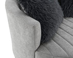 FM-AC6001LG Hoople light grey channel tufted fabric accent chair curved back swivel chair with throw pillows