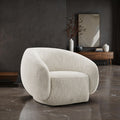 FM-AC6004BG Savino beige boucle chenille fabric accent chair curved back swivel chair