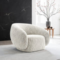 FM-AC6004BR Savino light brown boucle chenille fabric accent chair curved back swivel chair