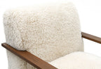 FM-AC6006BG Elardo sand short haired fabric yeti accent chair dark walnut exposed wood arms