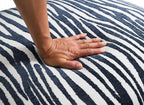 FM-AC6007BL Niobe midnight blue zebra print chenille fabric accent chair dark walnut exposed wood accents