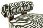 FM-AC6007GR Niobe green zebra print chenille fabric accent chair dark walnut exposed wood accents