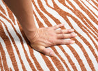 FM-AC6007OR Niobe orange zebra print chenille fabric accent chair dark walnut exposed wood accents