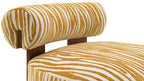 FM-AC6007YL Niobe yellow zebra print chenille fabric accent chair dark walnut exposed wood accents