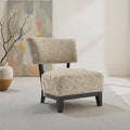 FM-AC6008BG Aveni beige subtle abstract textured fabric accent chair black exposed wood accents and legs