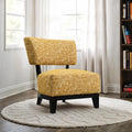 FM-AC6008YL Aveni yellow subtle abstract textured fabric accent chair black exposed wood accents and legs