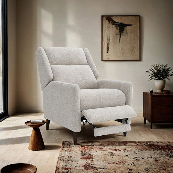 FM-AC6009BG Psyche beige textured linen fabric push back recliner chair