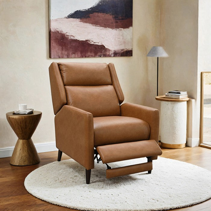 FM-AC6009BR Psyche brown faux leather push back recliner chair