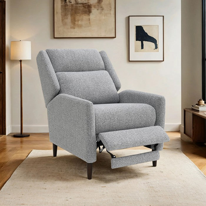 FM-AC6009GY Psyche grey textured linen fabric push back recliner chair