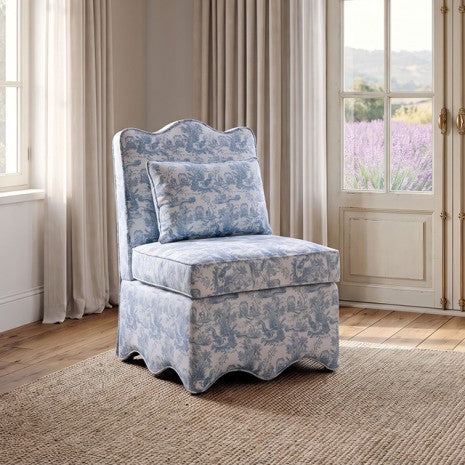 Hemsworth Toile De Jouy Light Blue/White French Farmhouse Accent Chair – FM-AC6016TOBL-3A