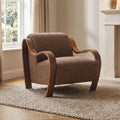 Niari Egret Caramel Brown Chenille Mid-Century Modern Accent Chair with Walnut Frame – FM-AC6714EMBR-CH