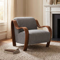 Niari Egret Sky Grey Chenille Mid-Century Modern Accent Chair with Walnut Frame – FM-AC6714EMGY-CH