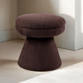 FM-AC8002BR Cynthia brown shearling teddy like fabric mushroom shaped design round top ottoman bench stool
