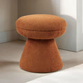 FM-AC8002LB Cynthia saddle brown shearling teddy like fabric mushroom shaped design round top ottoman bench stool