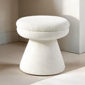 FM-AC8002WH Cynthia beige shearling teddy like fabric mushroom shaped design round top ottoman bench stool