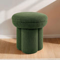 FM-AC8003GR Thisbe green shearling teddy like fabric mushroom shaped design round top ottoman bench stool