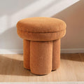 FM-AC8003LB Thisbe saddle brown shearling teddy like fabric mushroom shaped design round top ottoman bench stool