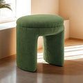 FM-AC8004GR Janetta green shearling teddy like fabric round top ottoman bench stool