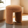 FM-AC8004LB Janetta saddle brown shearling teddy like fabric round top ottoman bench stool