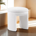 FM-AC8004WH Janetta beige shearling teddy like fabric round top ottoman bench stool