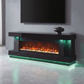 Peseux 71" Black Wood TV Stand with LED Fireplace & Heater – FM-AC8009BK-TV