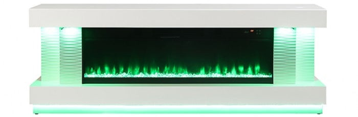 FM-AC8009WH-TV Peseux 71" wide white finish wood TV stand LED fireplace with heater