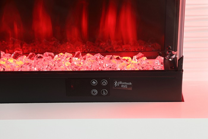 FM-AC8009WH-TV Peseux 71" wide white finish wood TV stand LED fireplace with heater
