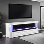 FM-AC8010WH-TV Luken 71" wide white finish wood TV stand LED fireplace