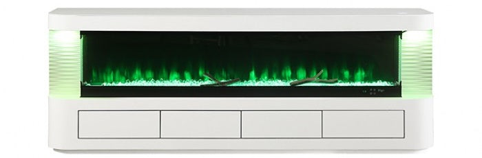 FM-AC8010WH-TV Luken 71" wide white finish wood TV stand LED fireplace