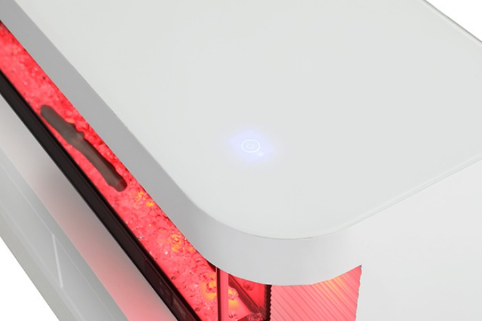 FM-AC8010WH-TV Luken 71" wide white finish wood TV stand LED fireplace