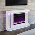 FM-AC8012WH-TV Dorrit 55" wide white finish wood LED fireplace with heat